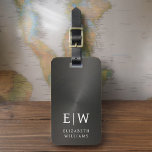Etiqueta Para Maletas Monograma negro cepillado metálico elegante<br><div class="desc">Aumente su experiencia de viaje con nuestro clásico elegante y moderno Monograma Minimalista Etiqueta para el equipaje. Este accesorio de diseño meticuloso combina a la perfección la elegancia atemporal con el minimalismo contemporáneo, asegurando que su equipaje se destaque con la sofisticación. Diseñada con precisión y atención a los detalles, esta...</div>