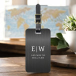 Etiqueta Para Maletas Monograma negro cepillado metálico elegante<br><div class="desc">Aumente su experiencia de viaje con nuestro clásico elegante y moderno Monograma Minimalista Etiqueta para el equipaje. Este accesorio de diseño meticuloso combina a la perfección la elegancia atemporal con el minimalismo contemporáneo, asegurando que su equipaje se destaque con la sofisticación. Diseñada con precisión y atención a los detalles, esta...</div>