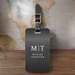 Etiqueta Para Maletas Monograma negro cepillado metálico elegante<br><div class="desc">Aumente su experiencia de viaje con nuestro clásico elegante y moderno Monograma Minimalista Etiqueta para el equipaje. Este accesorio de diseño meticuloso combina a la perfección la elegancia atemporal con el minimalismo contemporáneo, asegurando que su equipaje se destaque con la sofisticación. Diseñada con precisión y atención a los detalles, esta...</div>