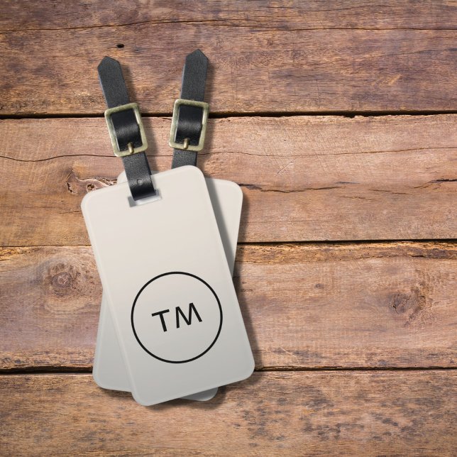 Etiqueta Para Maletas Monograma negro negrita simple falso plateado (Subido por el creador)