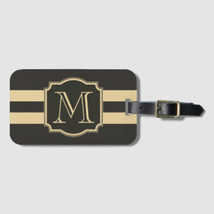 Etiqueta Para Maletas Monograma negro y dorado