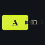 Etiqueta Para Maletas Monograma Neon Yellow Name Primer Guay Gift Favori<br><div class="desc">Monogramado inicial y también detalles personales como nombre,  dirección,  número de teléfono y correo electrónico,  todo lo cual puedes editar. Diseñado con un bonito fondo de color amarillo neón sólido,  se puede cambiar el color si se desea. Idea de regalo de viaje para Guay.</div>