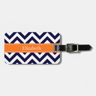 Etiqueta Para Maletas Monograma Nombra de calabaza de Chevron Blue Lg de