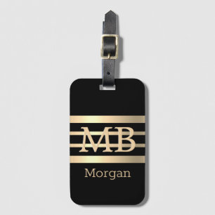 Etiqueta Para Maletas Monograma/nombre de oro 3-D DIY, Bandas de oro/Bk,
