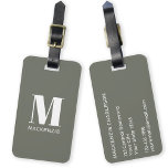 Etiqueta Para Maletas Monograma Nombre inicial Sage simple Verde<br><div class="desc">Moderna tipografía minimalista monograma diseño inicial de nombre en blanco sobre verde sabio que se puede cambiar para personalizar.</div>