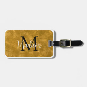 Etiqueta Para Maletas Monograma Nombre personalizado inicial Naranja acu