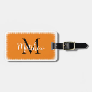 Etiqueta Para Maletas Monograma Nombre personalizado inicial Naranja eti
