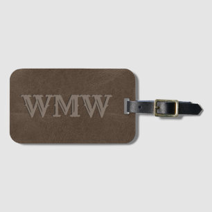Etiqueta Para Maletas Monograma occidental Brown Faux Leather