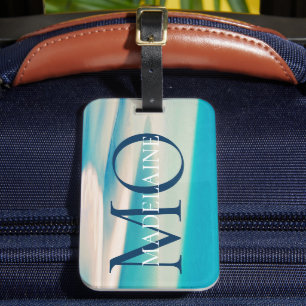 Etiqueta Para Maletas Monograma Ocean Beach Blue Personal