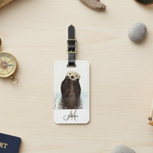 Etiqueta Para Maletas Monograma Otter Lover Personalizado
