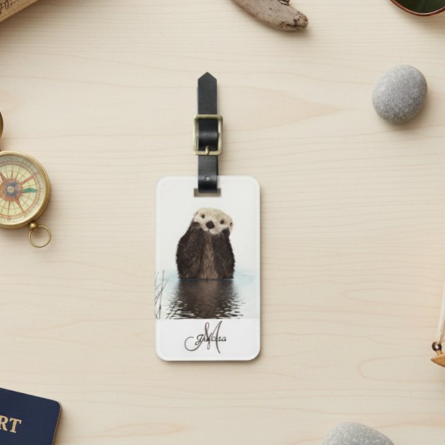 Etiqueta Para Maletas Monograma Otter Lover Personalizado (Subido por el creador)