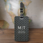 Etiqueta Para Maletas Monograma Patrón elegante metálico negro<br><div class="desc">Aumente su experiencia de viaje con nuestro clásico elegante y moderno Monograma Minimalista Etiqueta para el equipaje. Este accesorio de diseño meticuloso combina a la perfección la elegancia atemporal con el minimalismo contemporáneo, asegurando que su equipaje se destaque con la sofisticación. Diseñada con precisión y atención a los detalles, esta...</div>
