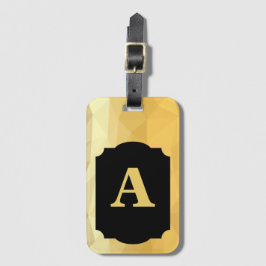 Etiqueta Para Maletas Monograma personal de lujo negro metálico dorado