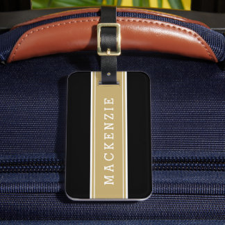 Etiqueta Para Maletas Monograma Personalizado de bandas de goma doradas 