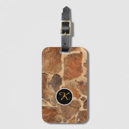 Etiqueta Para Maletas Monograma Personalizado de estructura de piedra ge