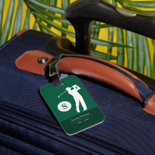 Etiqueta Para Maletas Monograma personalizado de golfistas verdes