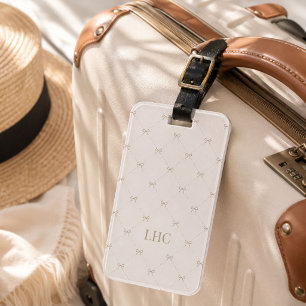 Etiqueta Para Maletas Monograma Personalizado de Herencia Lazo Elegante