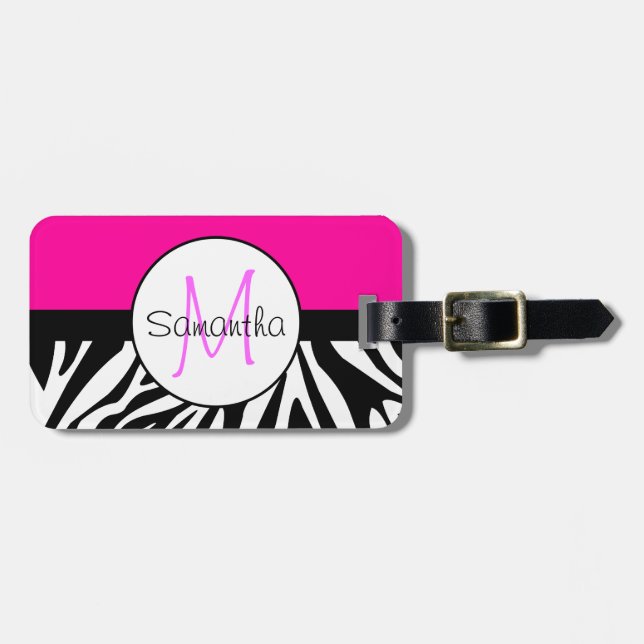 Etiqueta Para Maletas Monograma Personalizado de impresión en animales d (Frente Horizontal)