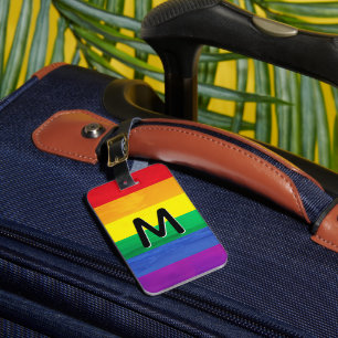 Etiqueta Para Maletas Monograma personalizado de playa arcoíris LGBT