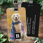 Etiqueta Para Maletas Monograma personalizado del Mascota fotográfico pe<br><div class="desc">Embarque en sus viajes con un toque de personalidad y un toque de fantasía con nuestra etiqueta moderna para el equipaje fotográfico diseñada especialmente para los amantes del perro. Ya sea que se vaya de viaje de negocios o de vacaciones, esta etiqueta de equipaje garantiza que sus pertenencias sean identificables...</div>