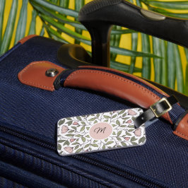 Etiqueta Para Maletas Monograma personalizado floral delicado 