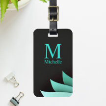 Monograma Personalizado Floral Turquesa Elegante