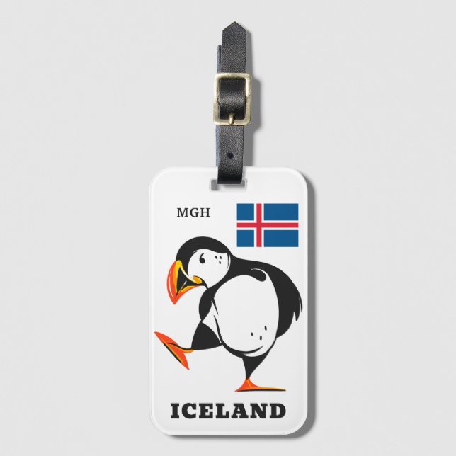 Etiqueta Para Maletas Monograma personalizado Islandia (Anverso vertical)