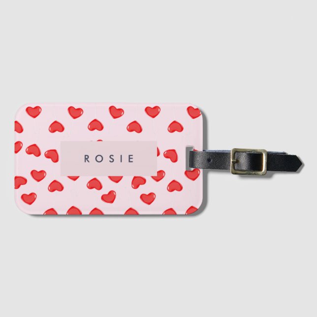 Etiqueta Para Maletas Monograma personalizado Lolipop Valentines (Anverso horizontal)