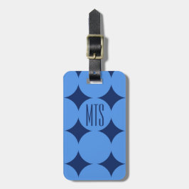 Etiqueta Para Maletas Monograma personalizado moderno en punto, azul per