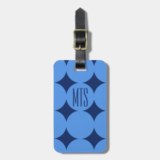 Etiqueta Para Maletas Monograma personalizado moderno en punto, azul per
