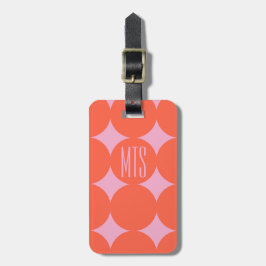 Etiqueta Para Maletas Monograma personalizado moderno en punto, naranja 