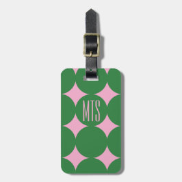 Etiqueta Para Maletas Monograma personalizado moderno en punto, verde pe