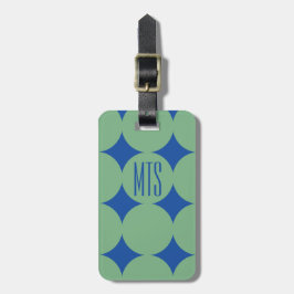Etiqueta Para Maletas Monograma personalizado moderno en punto, verde pe
