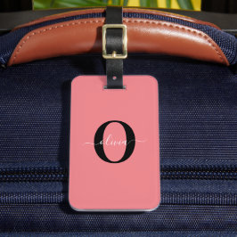 Etiqueta Para Maletas Monograma personalizado Nombre del guión negro ros