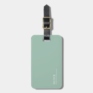 Etiqueta Para Maletas Monograma personalizado, verde sabio moderno