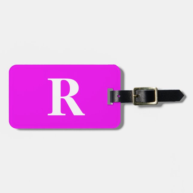 Etiqueta Para Maletas Monograma Plantilla de nombre inicial Cuta blanca  (Frente Horizontal)