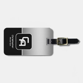 Etiqueta Para Maletas Monograma plateado metálico