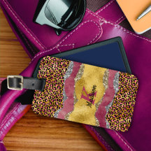 Monograma purpurinoso de impresión de animales ros