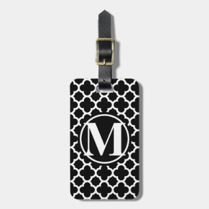Etiqueta Para Maletas Monograma Quatrefoil III negro