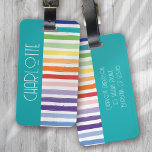 Etiqueta Para Maletas Monograma rayado de arcoiris<br><div class="desc">¿Buscando un regalo único y personalizado para alguien especial? ¡Mira nuestro diseño de monogramas a rayas personalizados! Perfecto para los Navidades,  esta etiqueta para el equipaje se puede personalizar con el nombre que elijas. ¡Elige la tuya!</div>