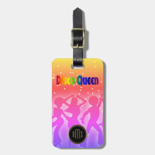 Etiqueta Para Maletas Monograma retro 70s de los bailarines el   de la