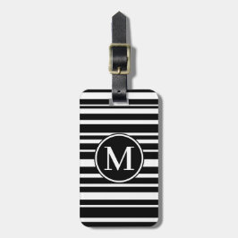 Etiqueta Para Maletas Monograma RF negro rayado desigual