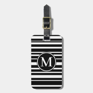 Etiqueta Para Maletas Monograma RF negro rayado desigual