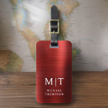 Etiqueta Para Maletas Monograma Rojo cepillado metálico elegante<br><div class="desc">Aumente su experiencia de viaje con nuestro clásico elegante y moderno Monograma Minimalista Etiqueta para el equipaje. Este accesorio de diseño meticuloso combina a la perfección la elegancia atemporal con el minimalismo contemporáneo, asegurando que su equipaje se destaque con la sofisticación. Diseñada con precisión y atención a los detalles, esta...</div>