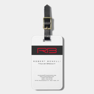 Etiqueta Para Maletas Monograma rojo gris oscuro blanco oscuro