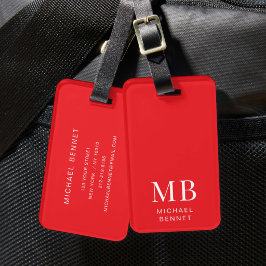 Etiqueta Para Maletas Monograma Rojo Moderno