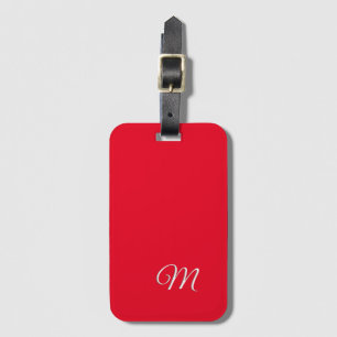 Etiqueta Para Maletas Monograma Rojo Sencillo Elegante Minimalista Calig
