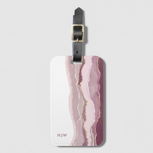 Etiqueta Para Maletas Monograma rosa (Anverso vertical)