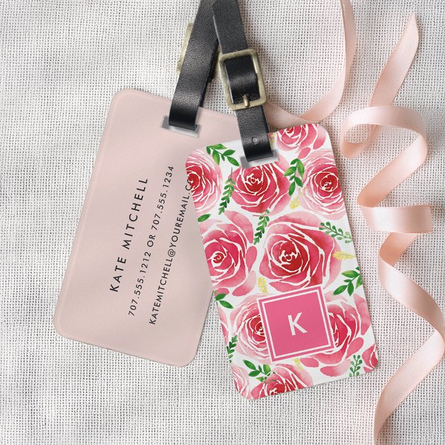 Etiqueta Para Maletas Monograma Rosa de Provenza (Subido por el creador)