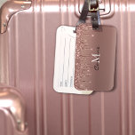 Etiqueta Para Maletas Monograma Rosa metálico Purpurina de goteo de oro<br><div class="desc">plantilla de etiqueta de equipaje personalizada del personalizado. agregue el nombre y la última inicial para un gesto de viaje fácil</div>
